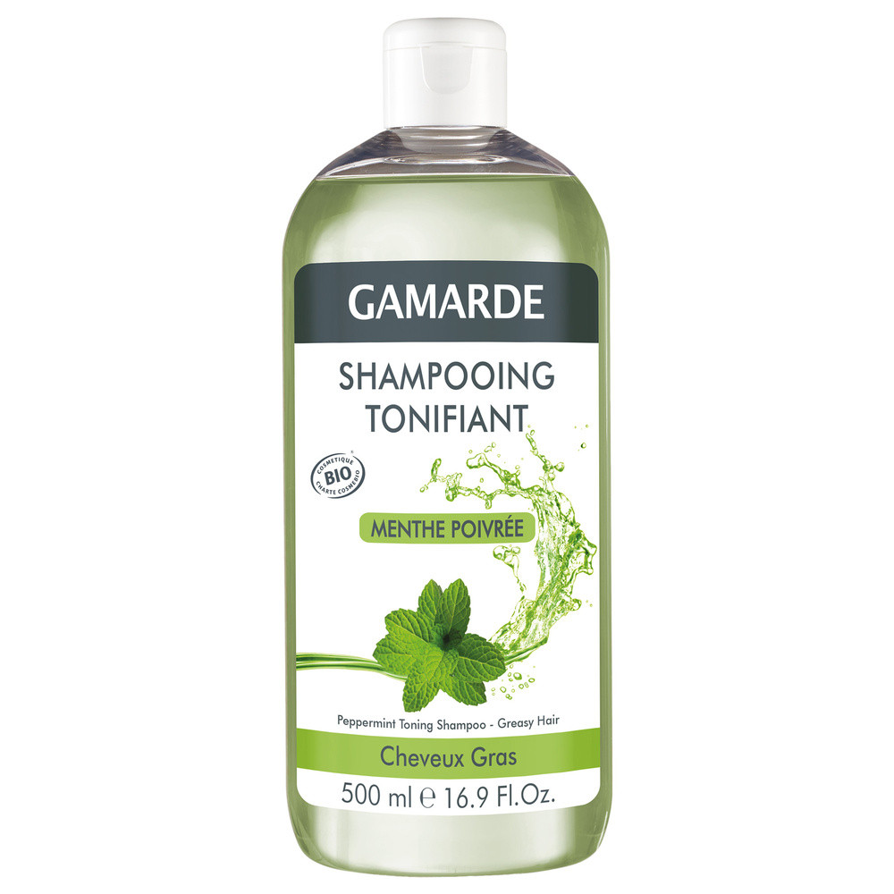 gamarde SHAMPOOING TONIFIANT - MENTHE POIVREE Flacon 500 ml Shampoing cheveux gras