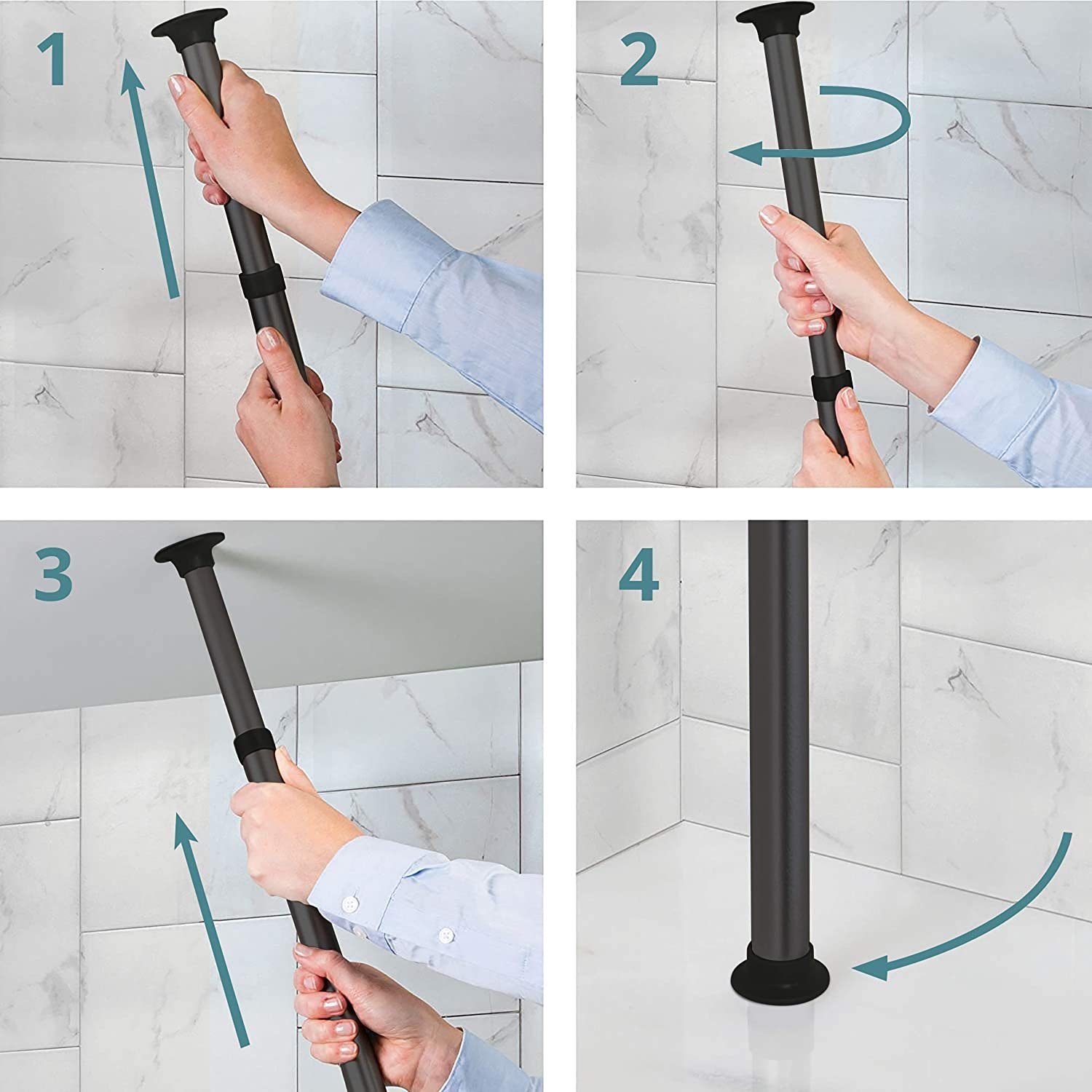 Smartpeas Teleskop Teleskop-Duschregal, 4 Körbe, 76-280cm, Wei Wei, 4 Krbe Bis Zu 288 Cm