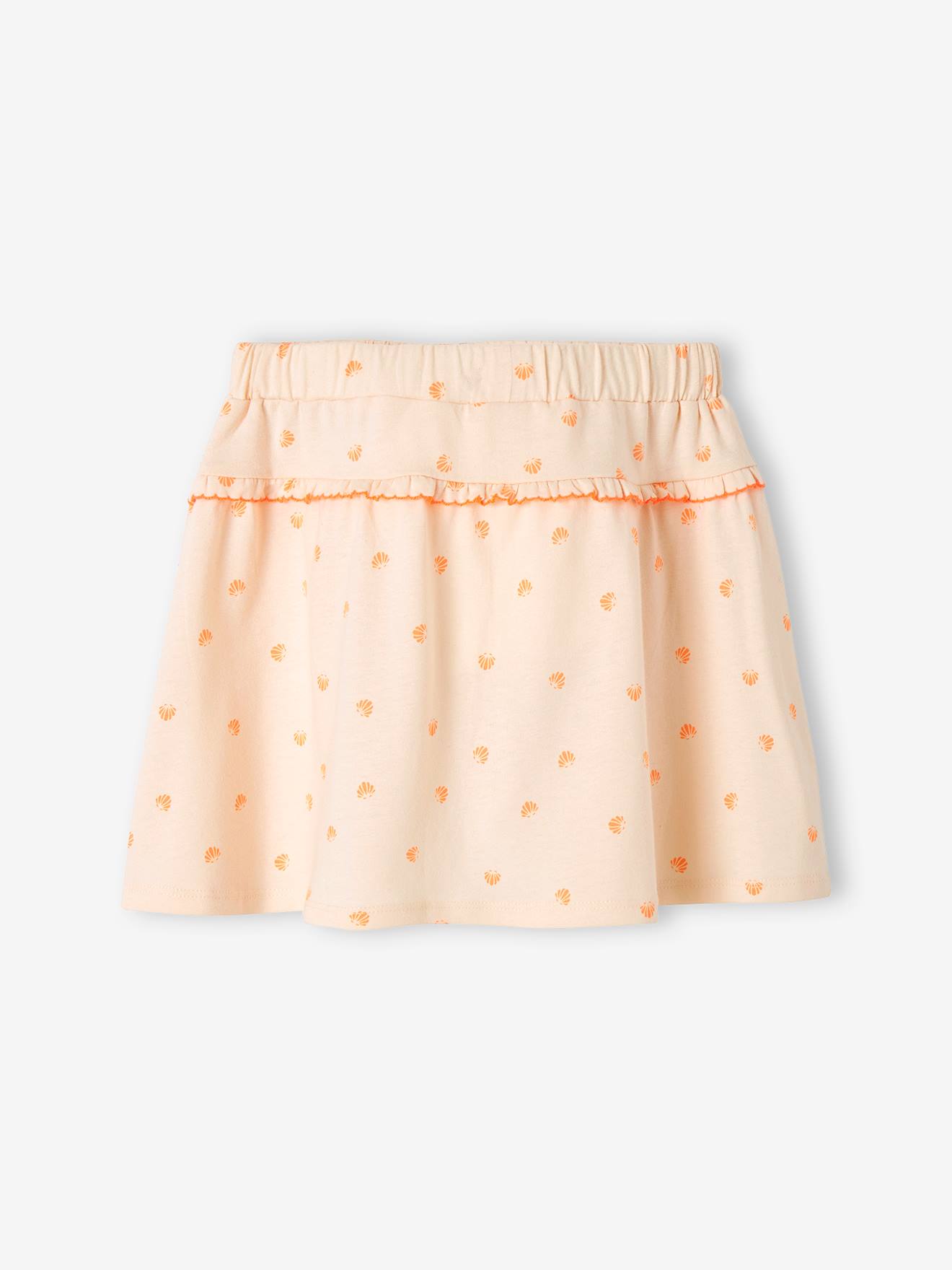 Jupe motifs coquillages fille rose imprimé