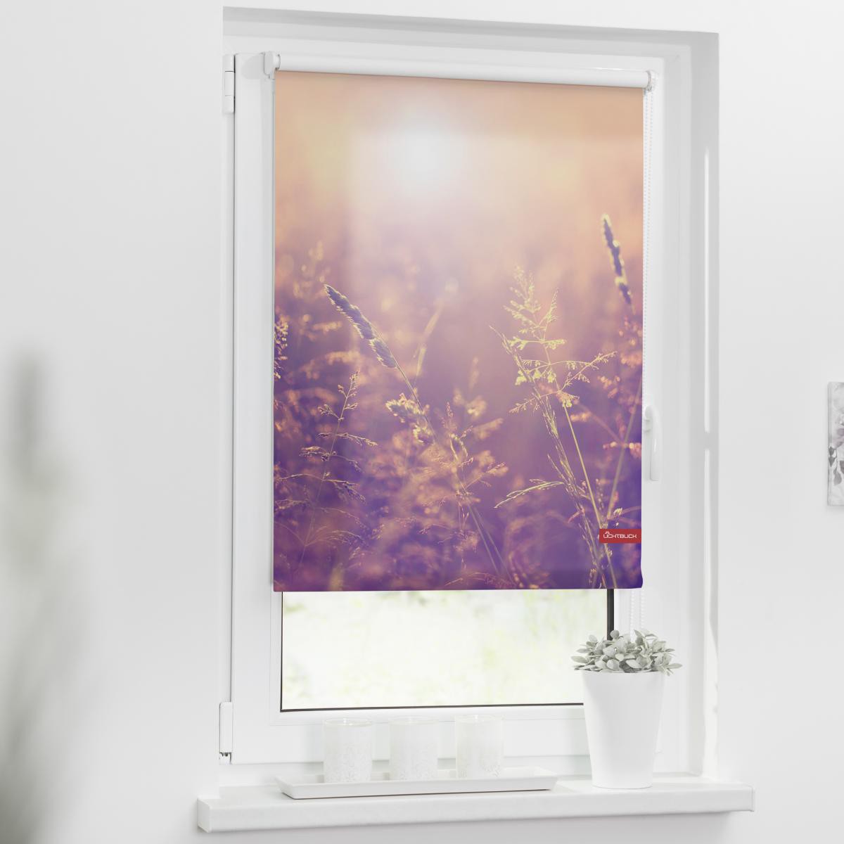 Lichtblick Rollo Klemmfix, ohne Bohren, blickdicht, Sommerabend - Orange, 45 x 150 cm (B x L)