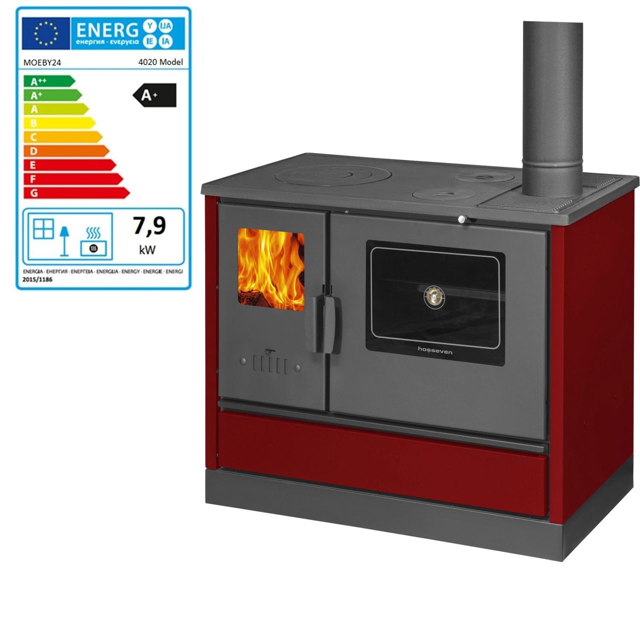 Moeby24 Küchenofen Holzherd Kaminofen Herd Gusseisen 7,9KW BimSchV2 EEK A  150mm