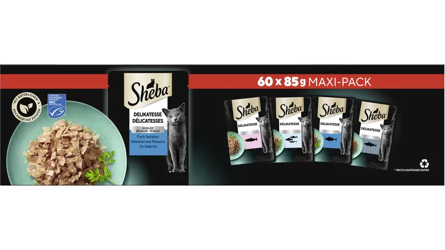 SHEBA® Maxi Pack Delikatesse in Gelee Fisch Variation 5100 g