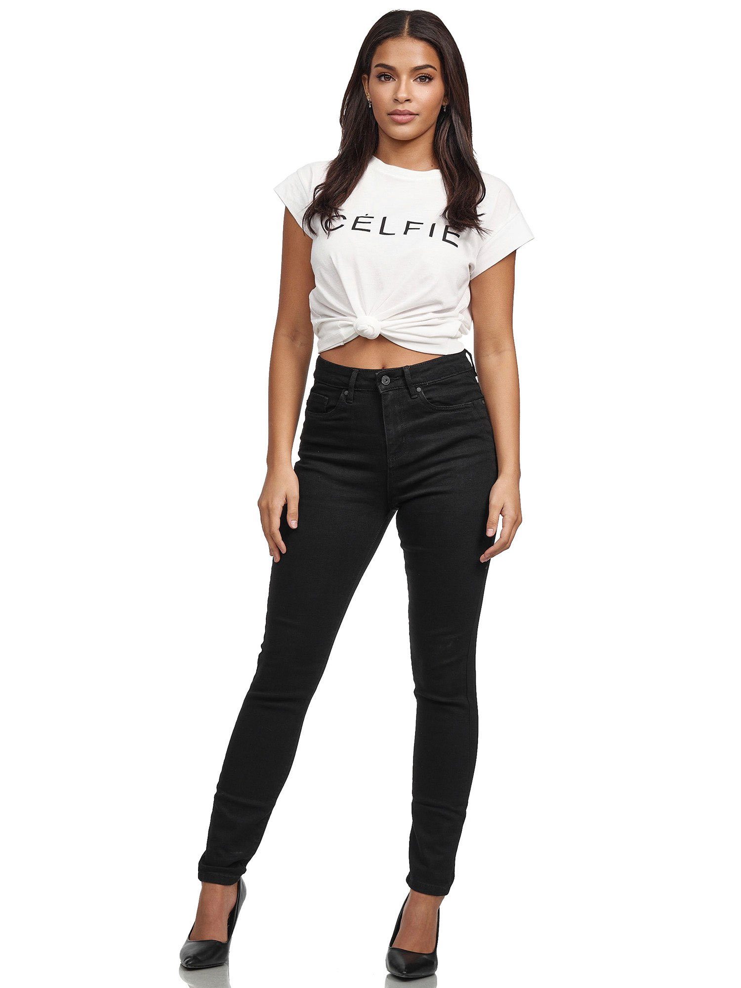 Tazzio High-waist-Jeans F107 Damen Skinny Fit Jeanshose