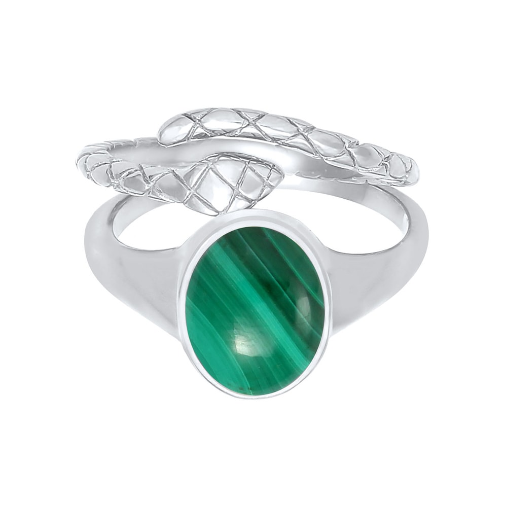 Elli PREMIUM Elli PREMIUM Bague Parure pour dames Bague Signet Malachite Serpent Trend Blogger Bague