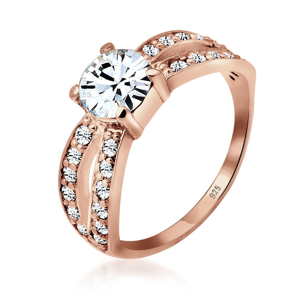 Elli Elli Bague Femmes Solitaire Glamoureux avec cristal en argent sterling 925 Bague