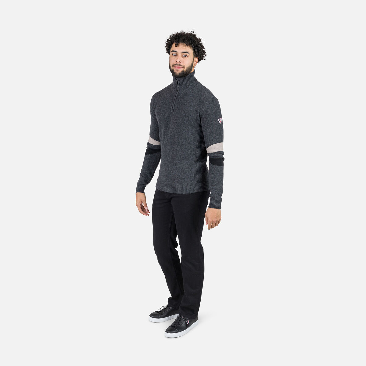 Herrenstrickpullover mit halblangem Reißverschluss Signature