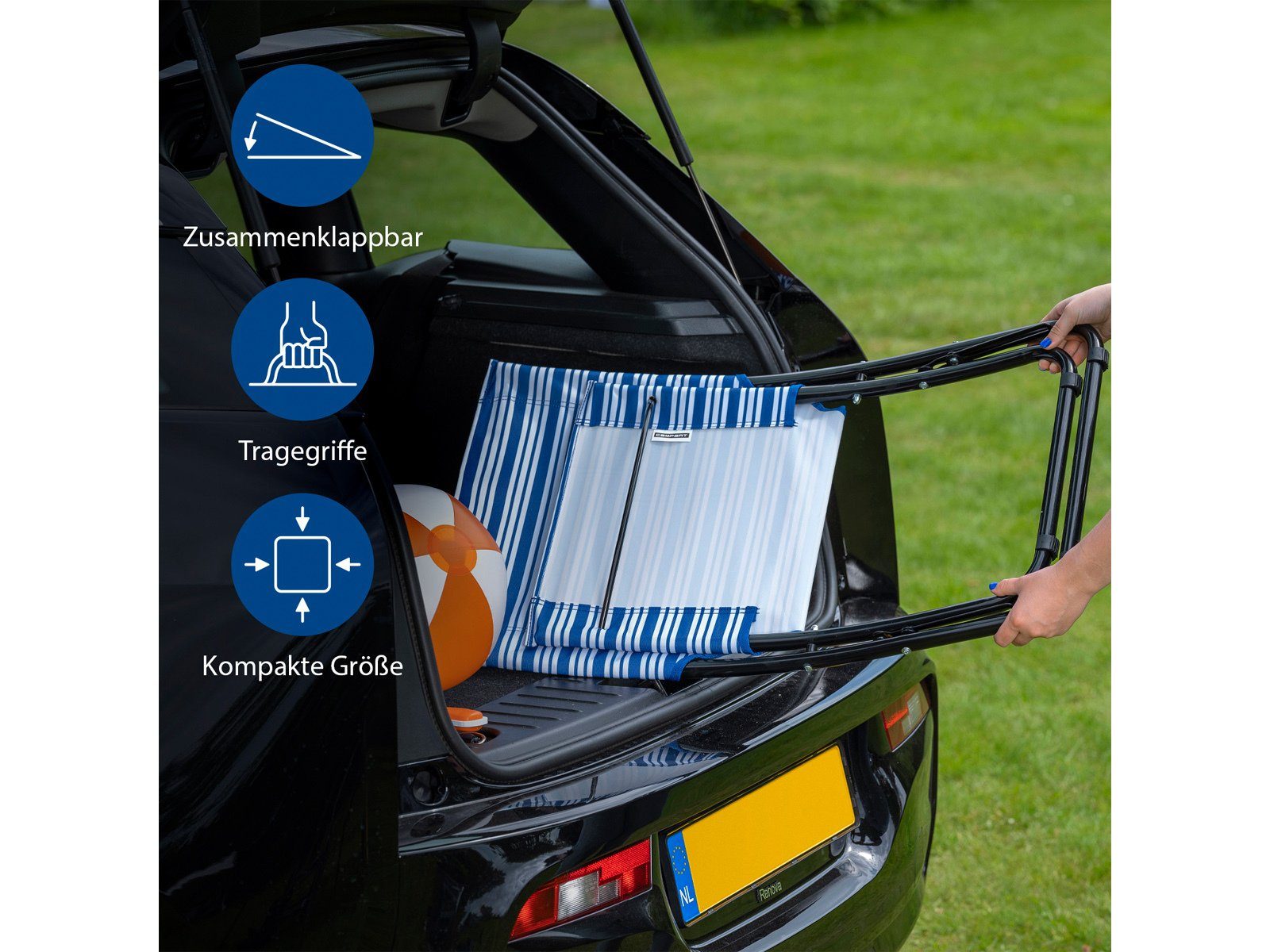 Setpoint Campingstuhl, SET Beach-Chair faltbarer Strand-Stuhl Angler klappbar kleines Packmaß