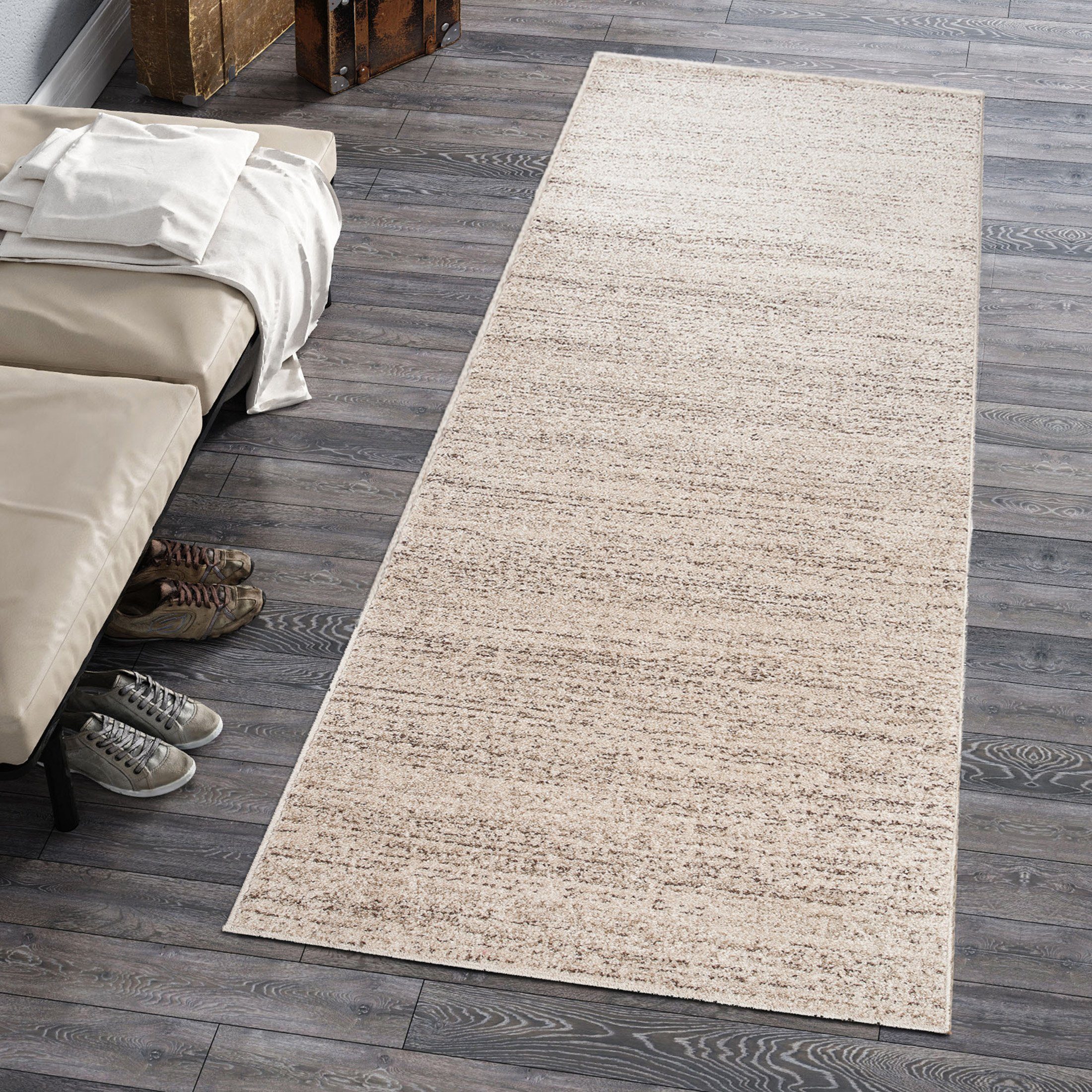 Läufer Läufer Flurläufer Einfarbig für Vorzimmer, Küche - Creme Beige, Mazovia, 60 x 100 cm, Kurzflor, Meterware, Höhe 10 mm, Kurzflor - niedrige Florhöhe