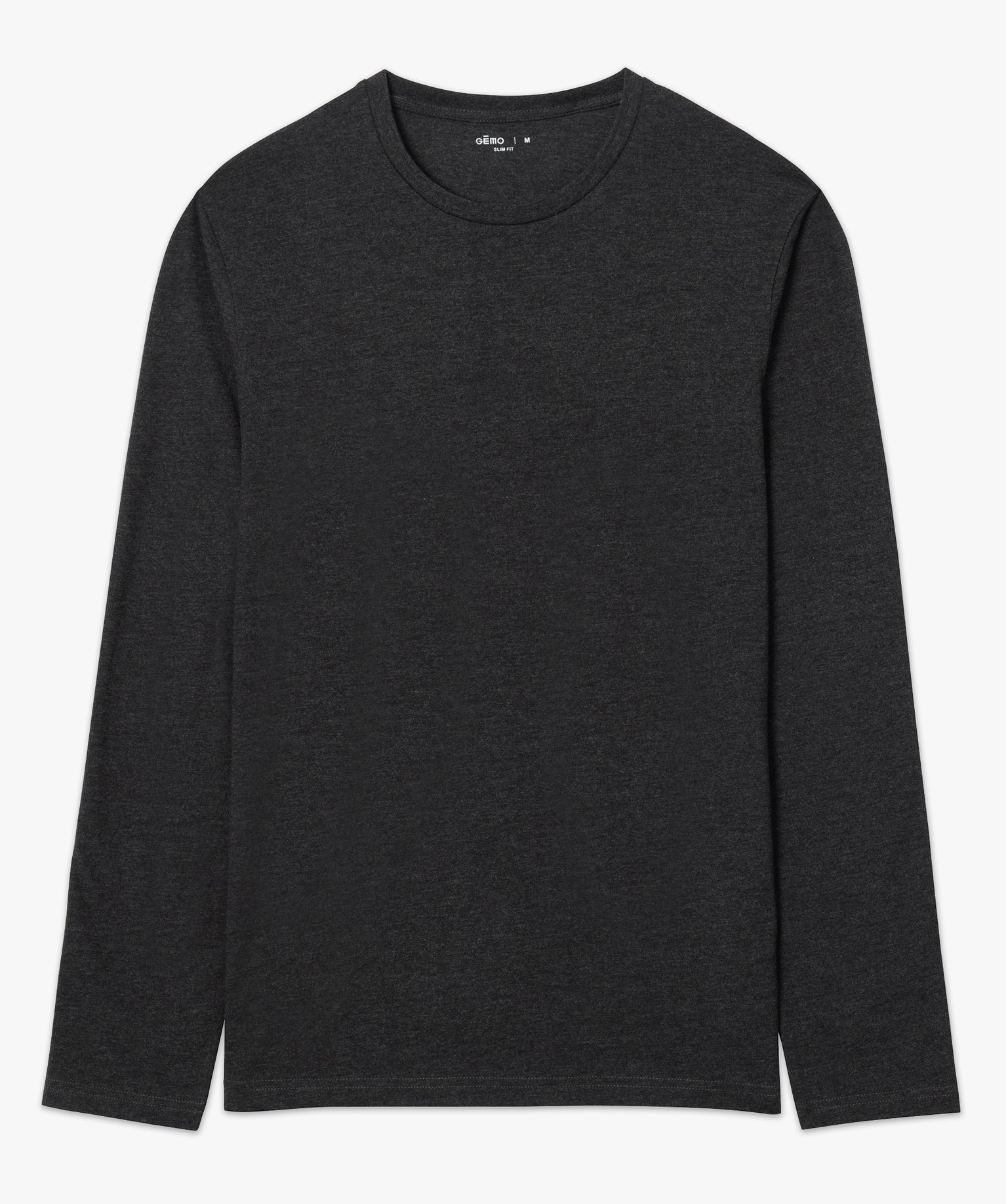 Tee-shirt homme à manches longues et col rond coupe slim gris fonce | GEMO