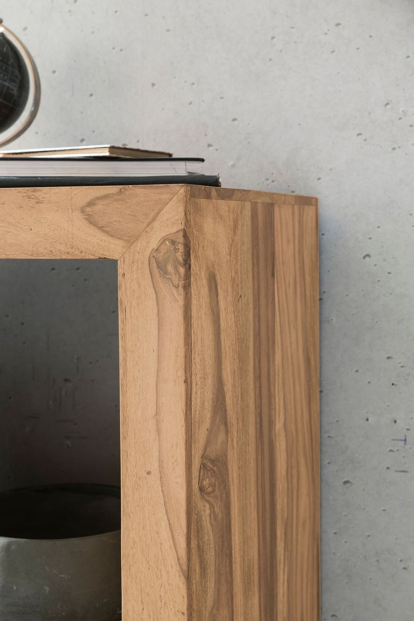 Wohnling Akazie Standregal Massiv 88 cm mit 2 Böden Massivholz