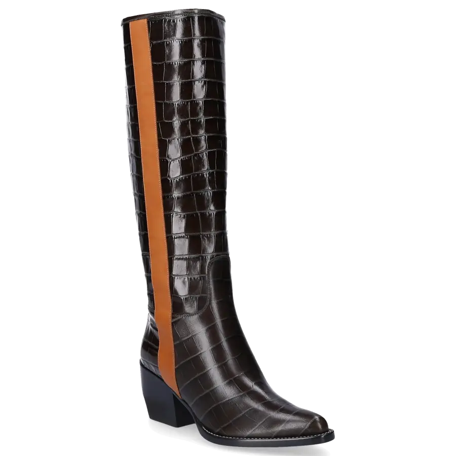 Chloé - Stiefel VINNY Kalbsleder Prägung braun olive - braun