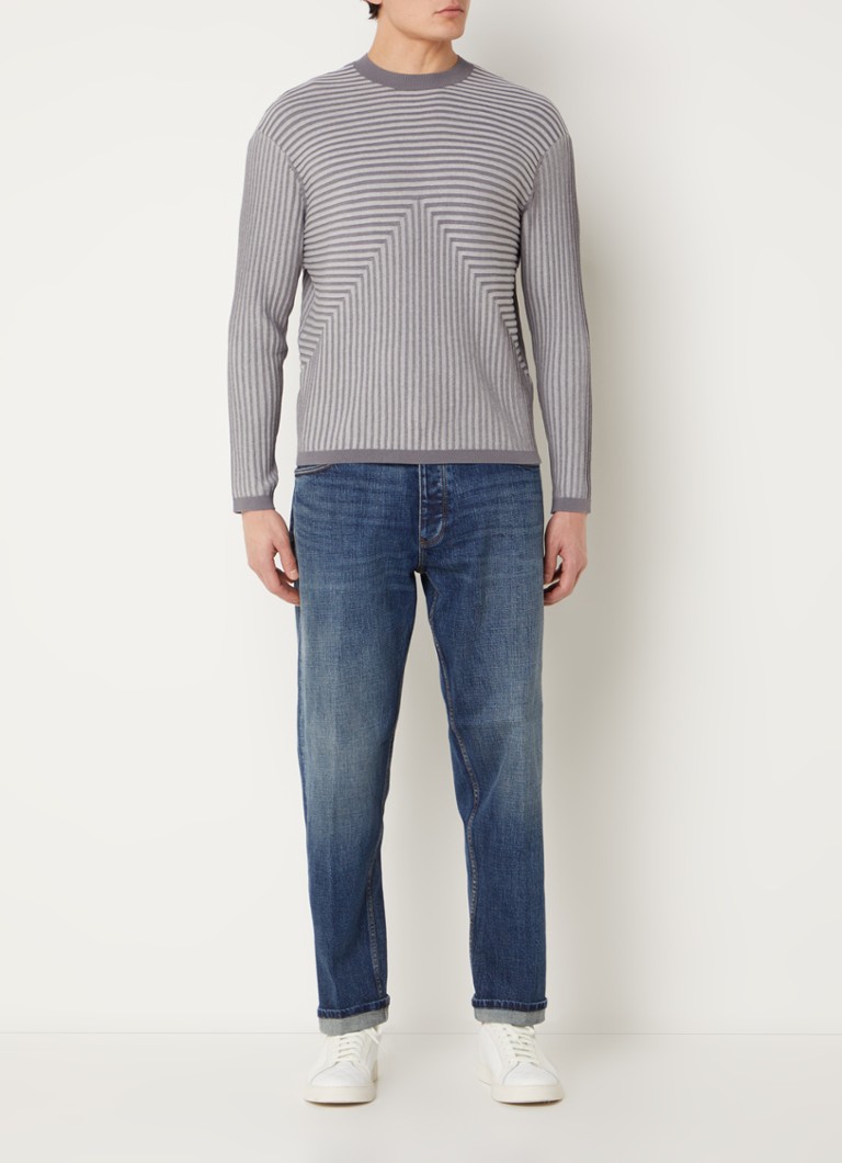 Pulover Emporio Armani confecționat dintr-un tricot fin cu nervuri, cu un amestec de in.