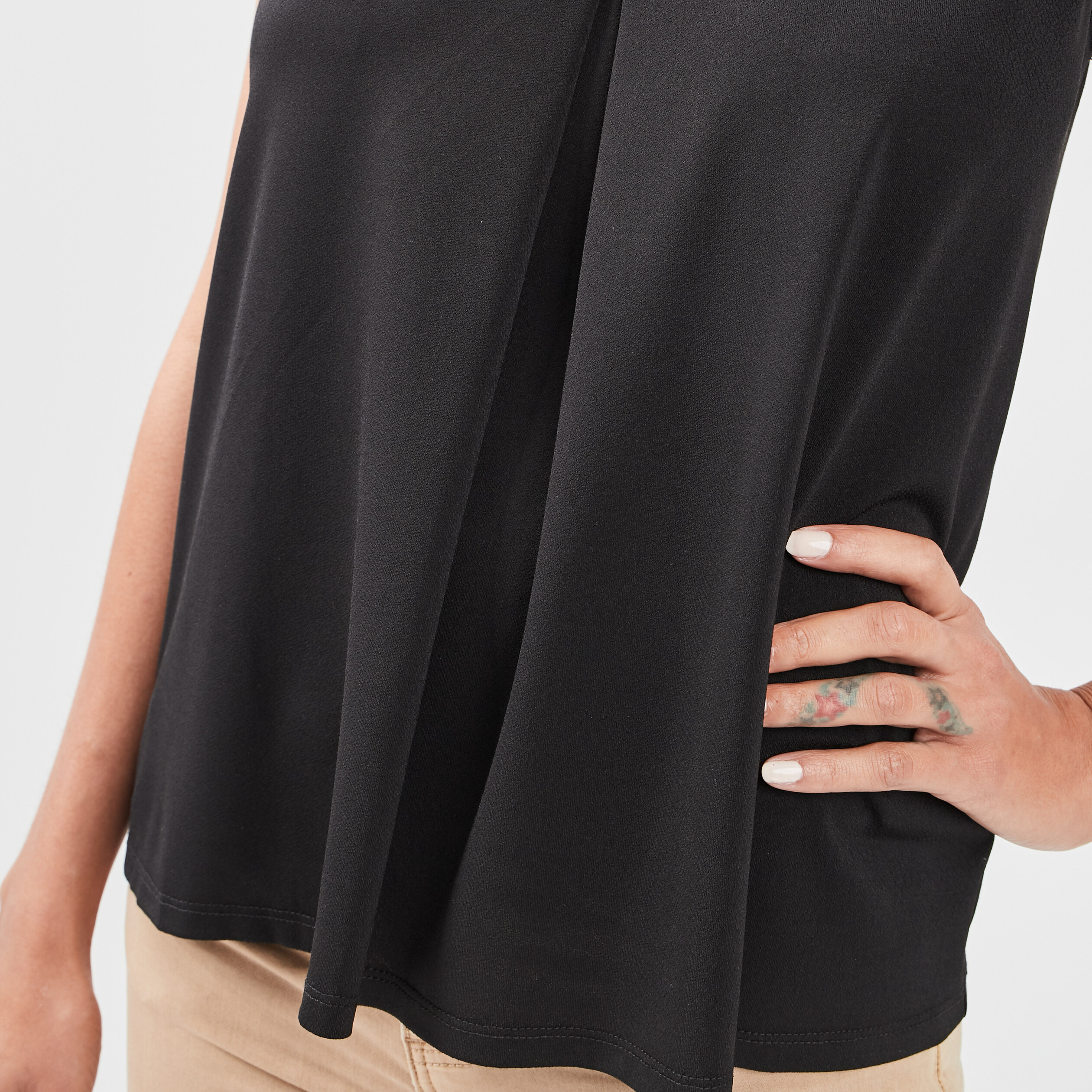 Débardeur à plis effet crêpe noir femme | La Halle