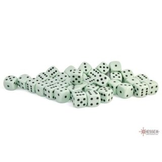 Opaque Pastel D6 Dice Block 12mm - Green / Black (36)