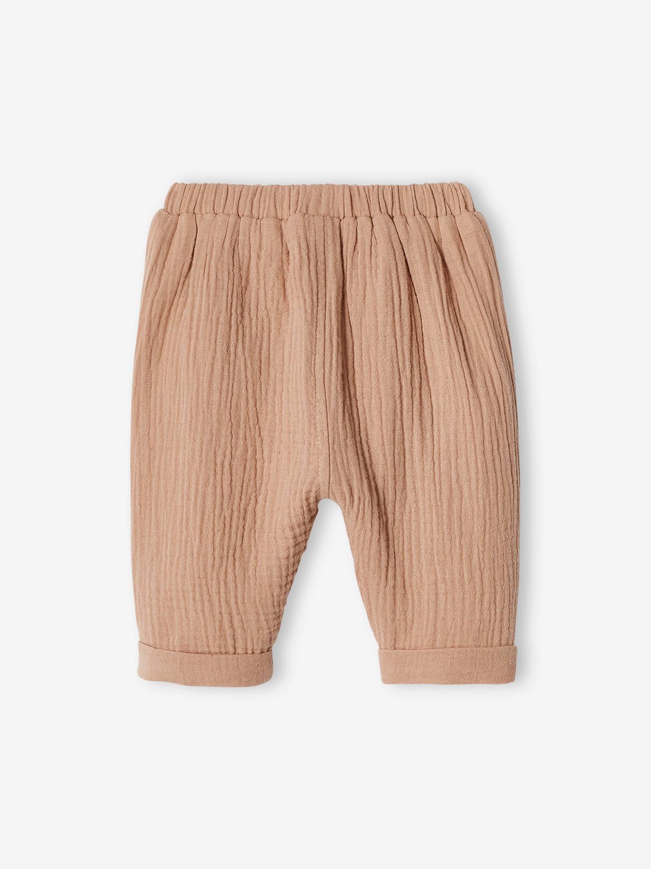 Pantalon coupe sarouel en gaze de coton bleu