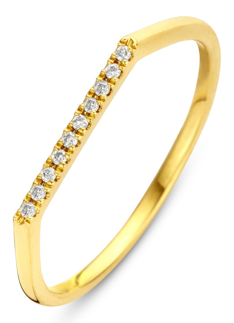 Inel cu vârf de diamant din aur galben și un diamant de 0,04 ct, Joy