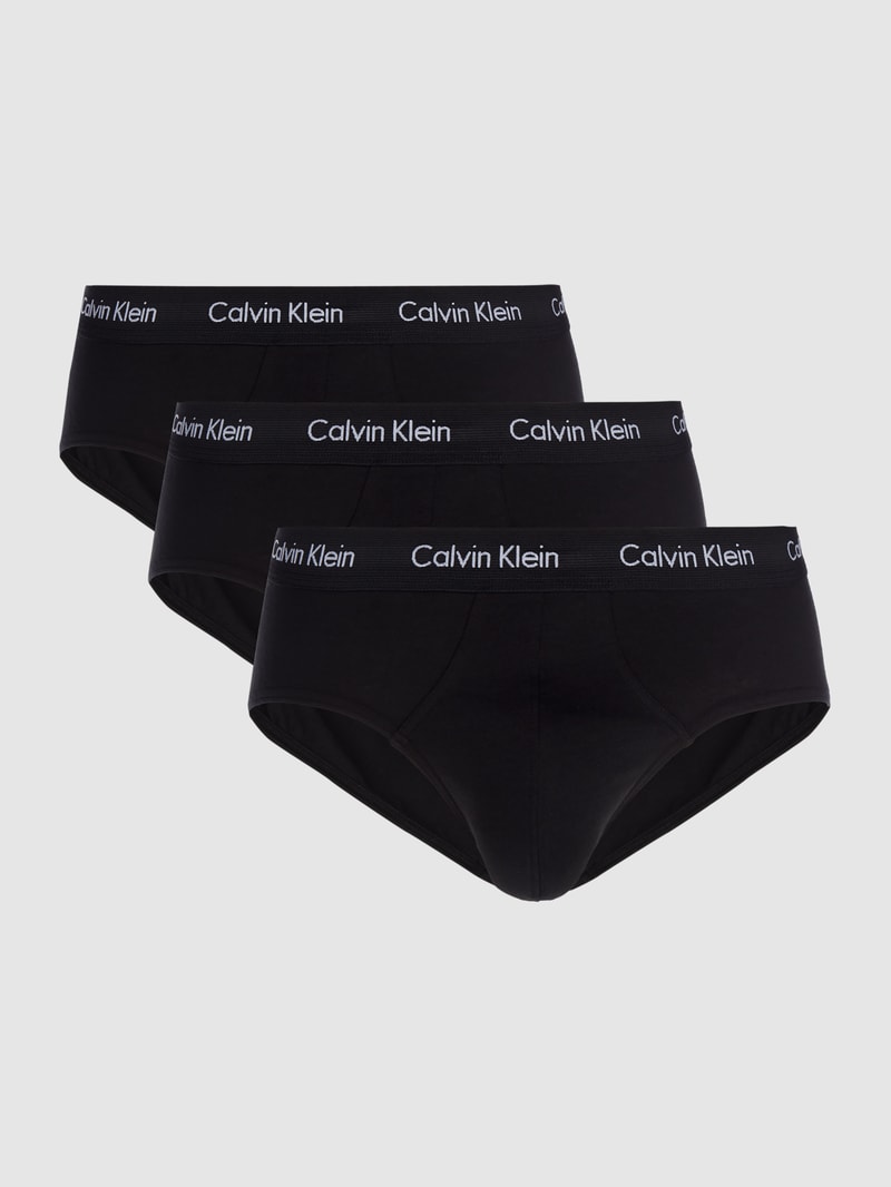 Slips aus Baumwoll-Mix im 3er-Pack in schwarz