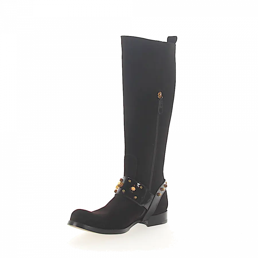 Dsquared2 - Stiefel Glattleder Veloursleder Clamp-Schnalle Metallverzierung Zierschnalle braun - braun
