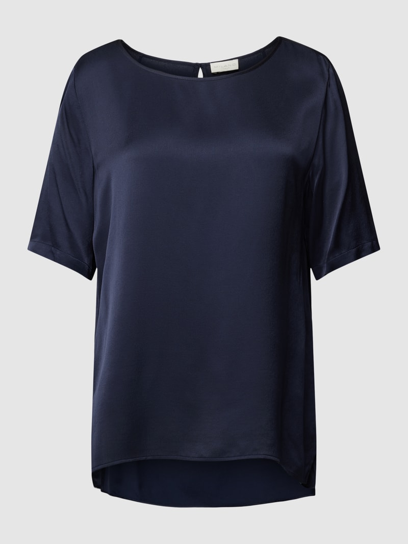 Blusenshirt aus Viskose mit U-Boot-Ausschnitt in marineblau