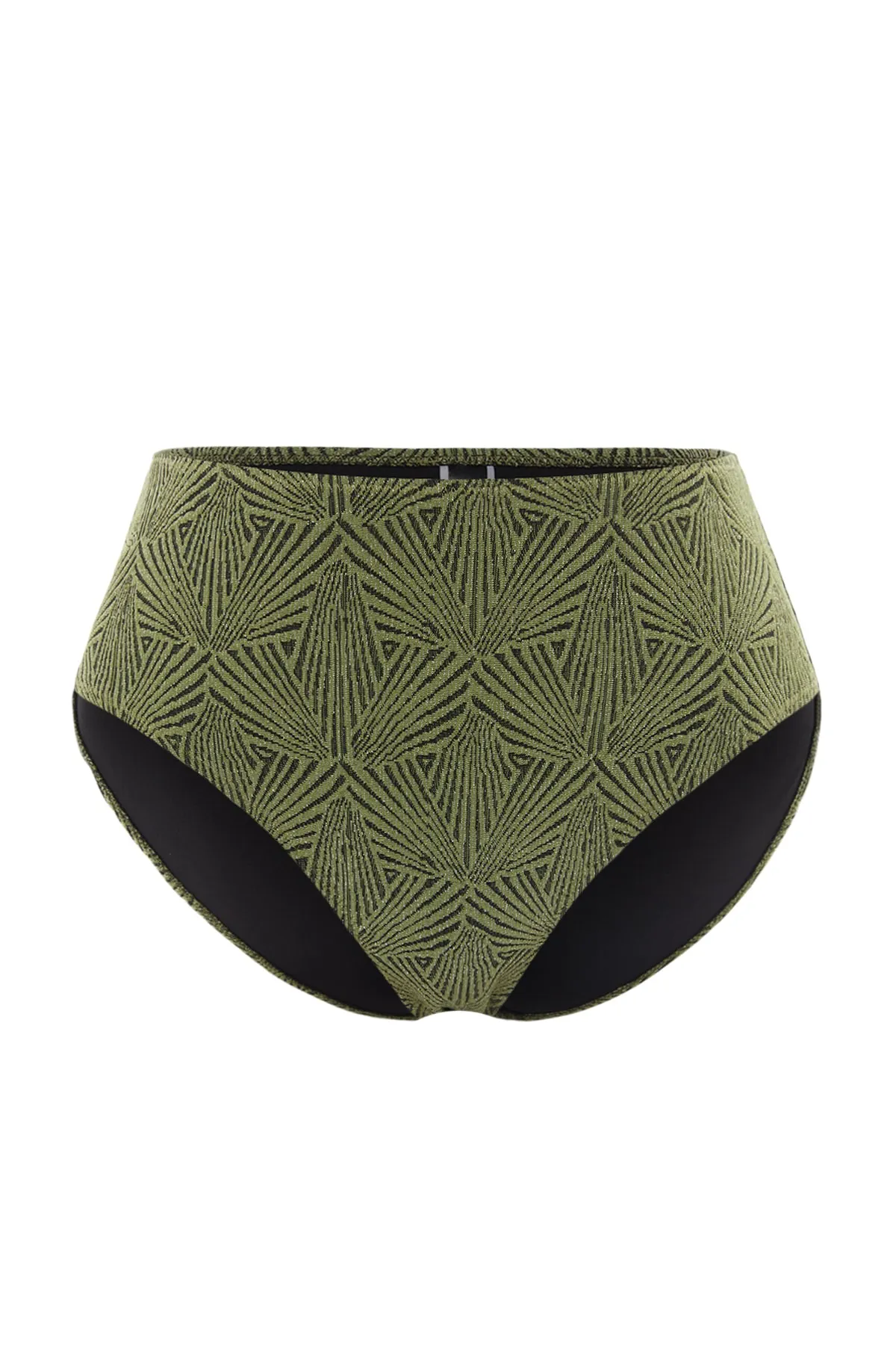 Trendyol Collection  Grüne Glitzer-Bikinihose mit hoher Taille und normalem Beinverlauf TBESS23BA00241
