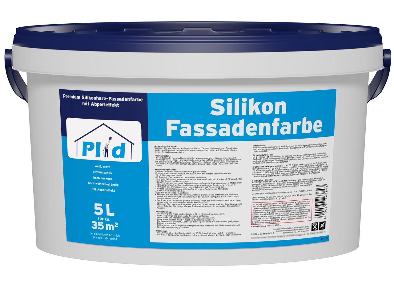 Prinzstark Premium Silikon Fassadenfarbe Aussenfarbe Fassadenweiß Anstreichset Weiß