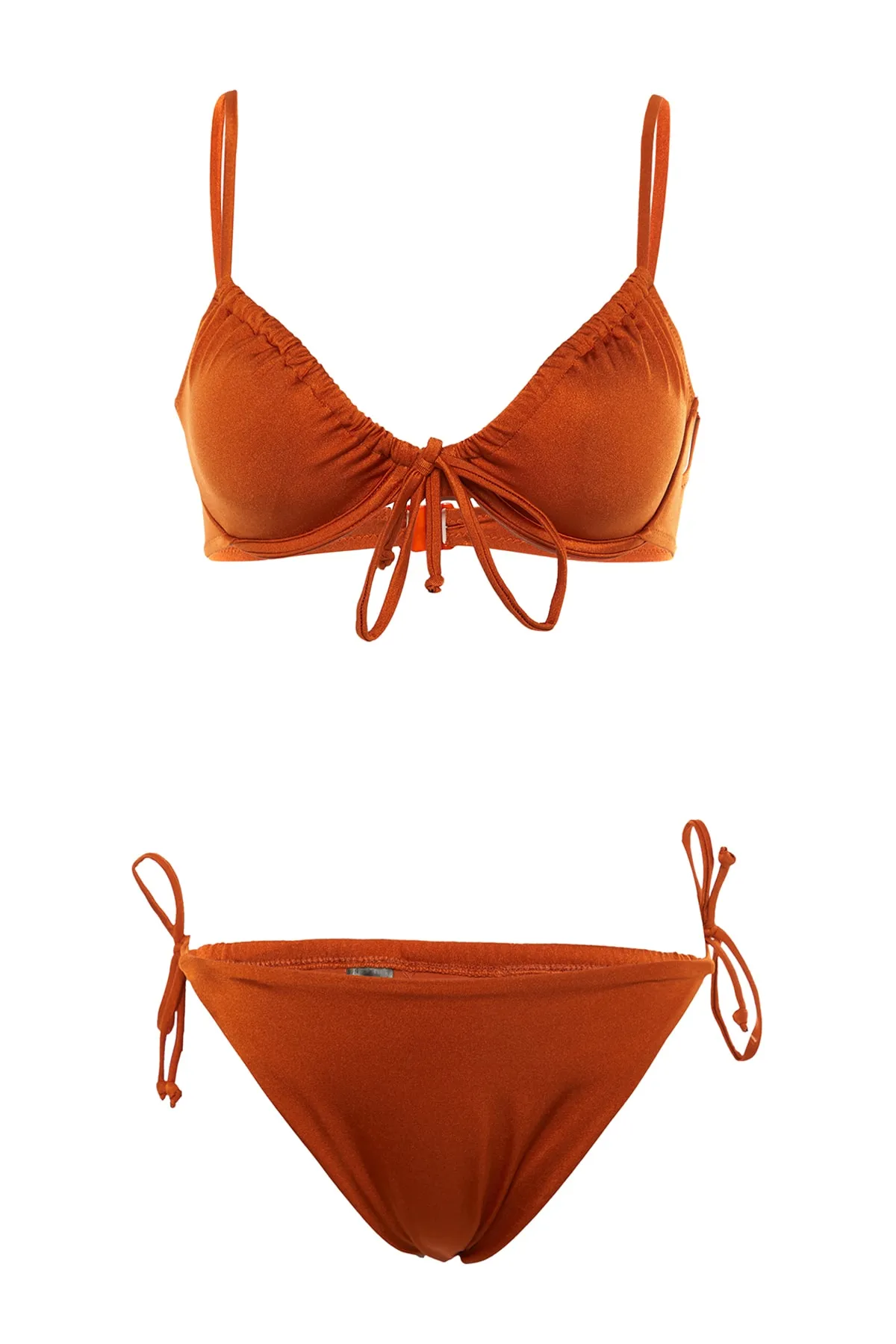 Trendyol Collection  Brasilianisches Bikini-Set mit braunem Balconette-Tunnel TBESS22BT0021