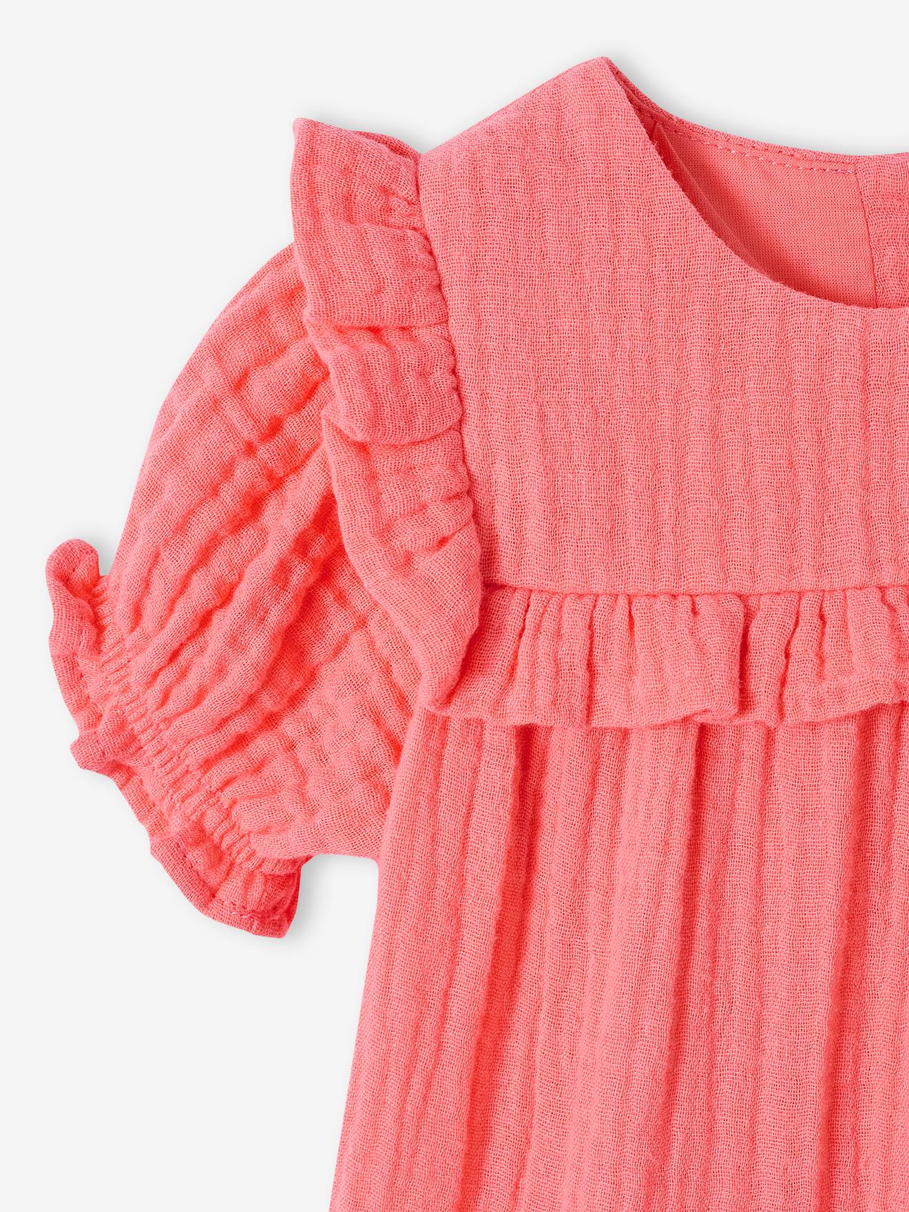 Vertbaudet Baby Kleid aus Musselin - koralle