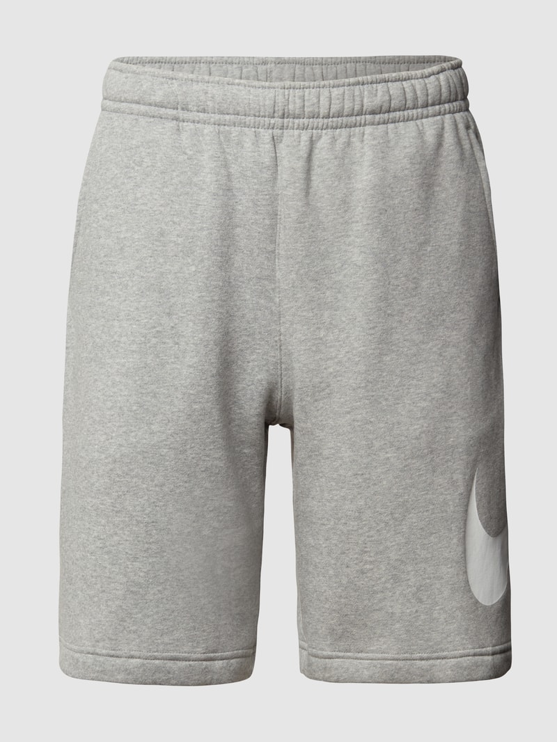Sweatshorts mit Logo-Print in hellgrau meliert