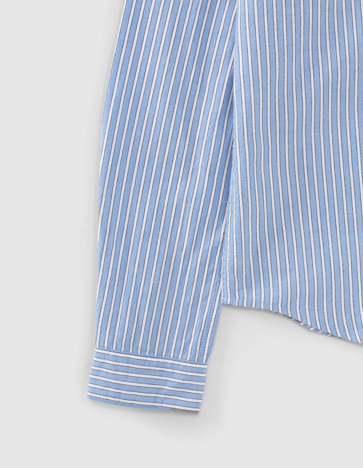 Chemise écrue à rayures bleues garçon
