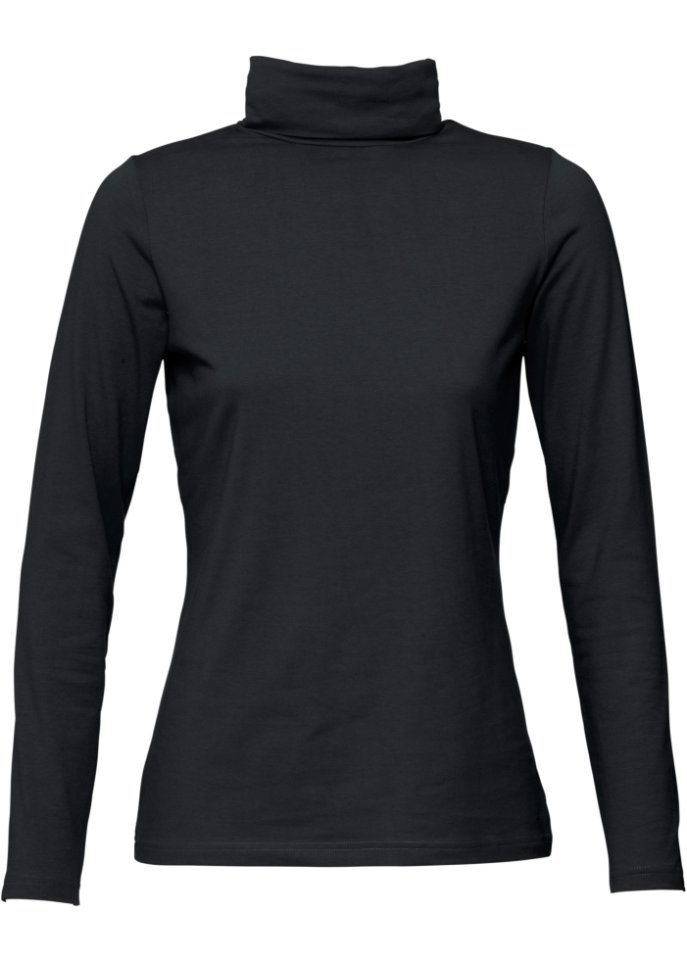 Rollkragen-Stretch-Shirt, Langarm