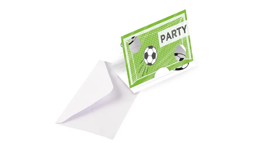Amscan - 8 Einladungskarten & Umschläge Kicker Party Papier 14,4 x 9,6 cm