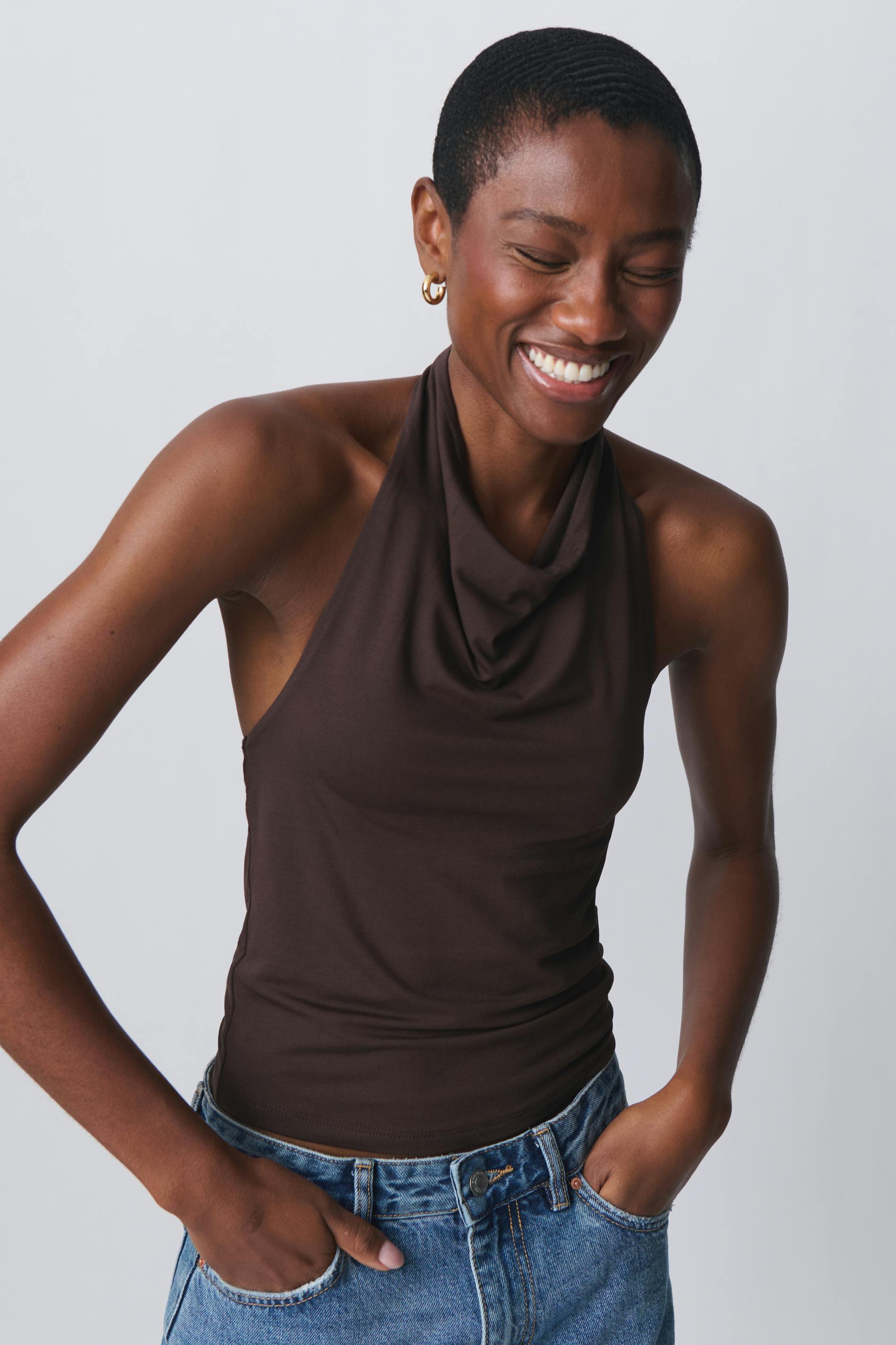 Soft touch halterneck top