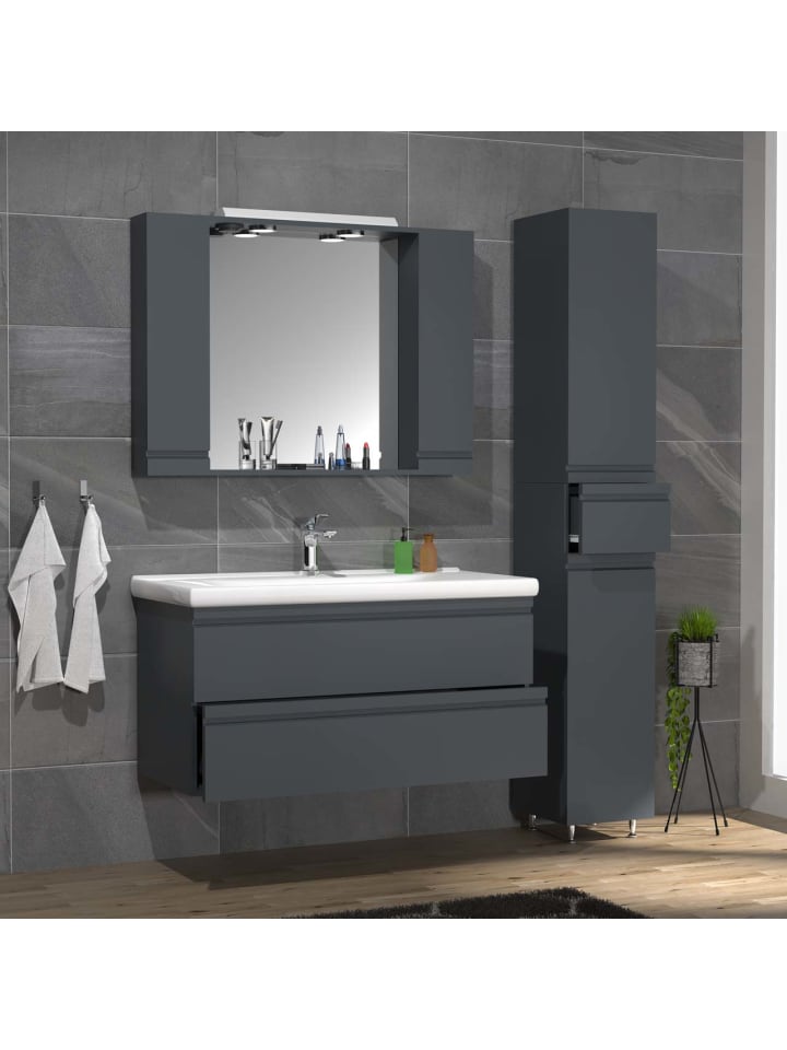ebuy24 Badmöbelset SiloraXL Anthrazit 130 x 46 cm günstig kaufen onesize