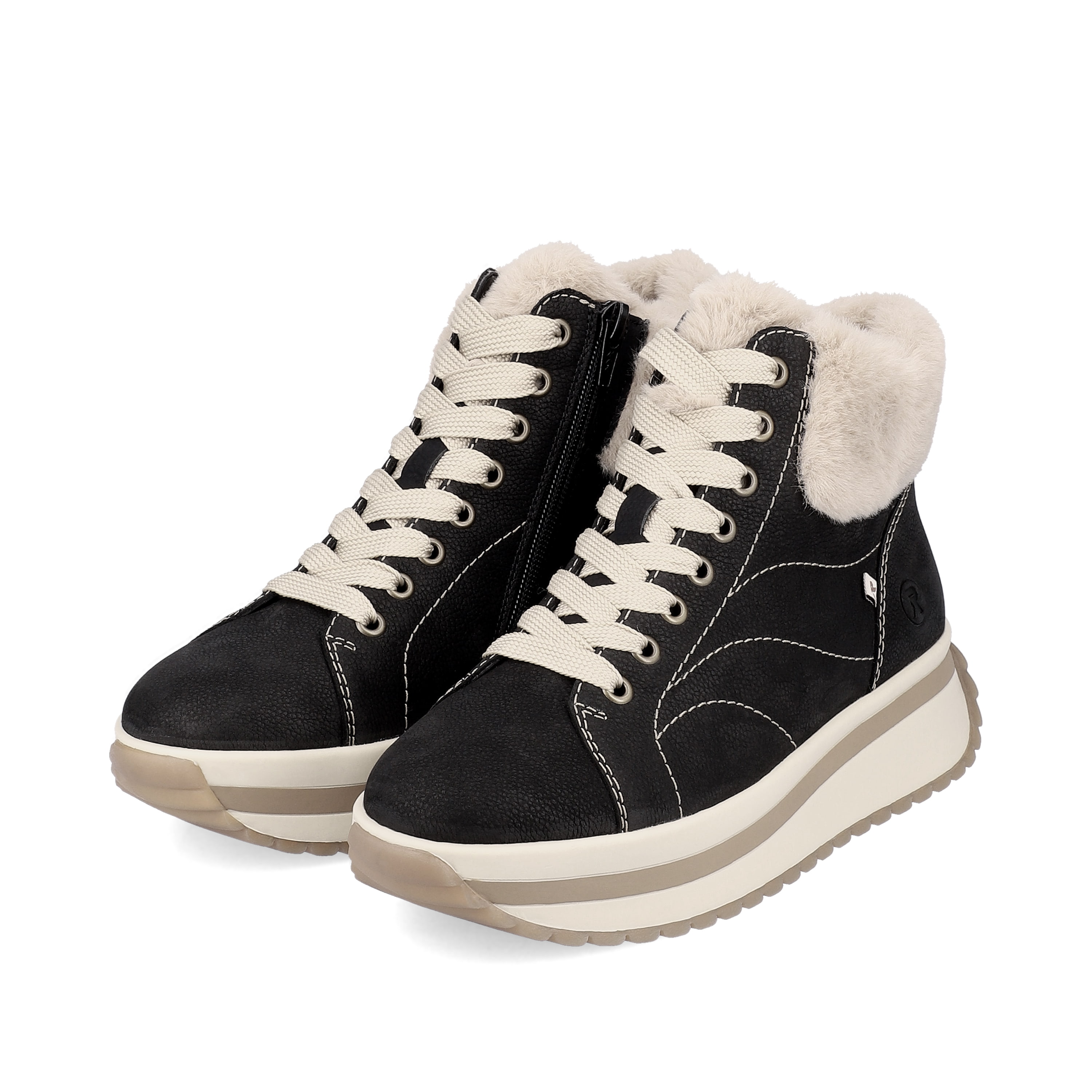 Rieker Damen Sneaker High night-black creme-beige