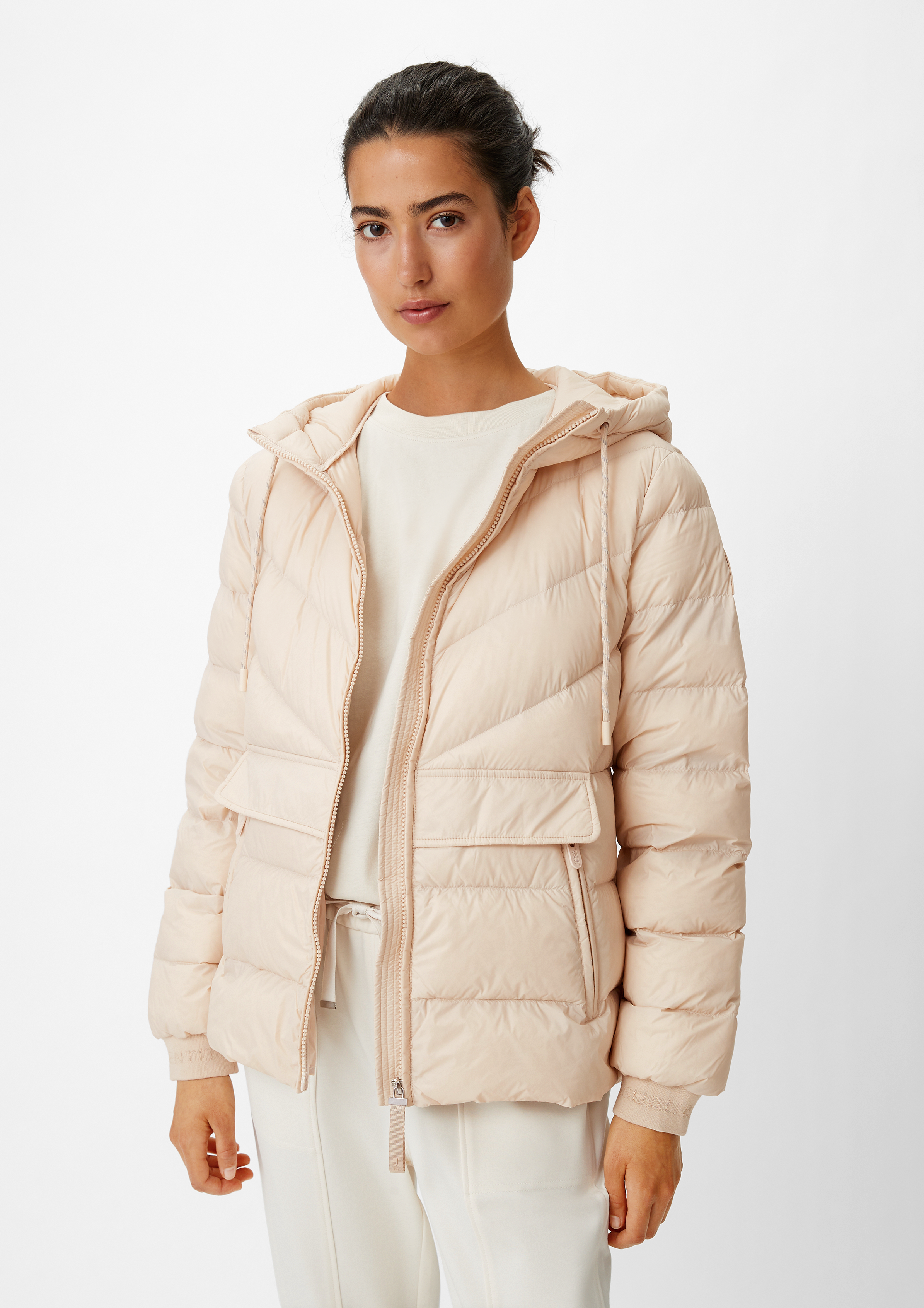 Daunenjacke mit Kapuze - beige