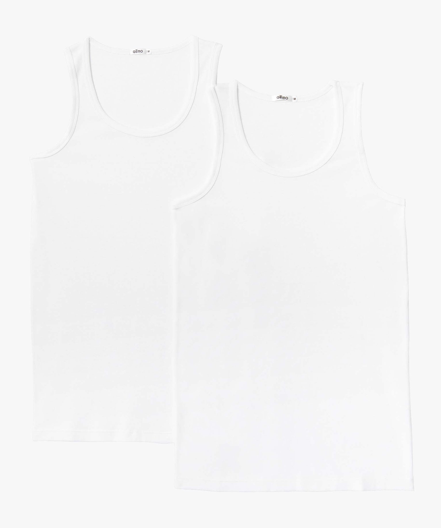 Débardeur homme à col rond en coton biologique (lot de 2) blanc | GEMO