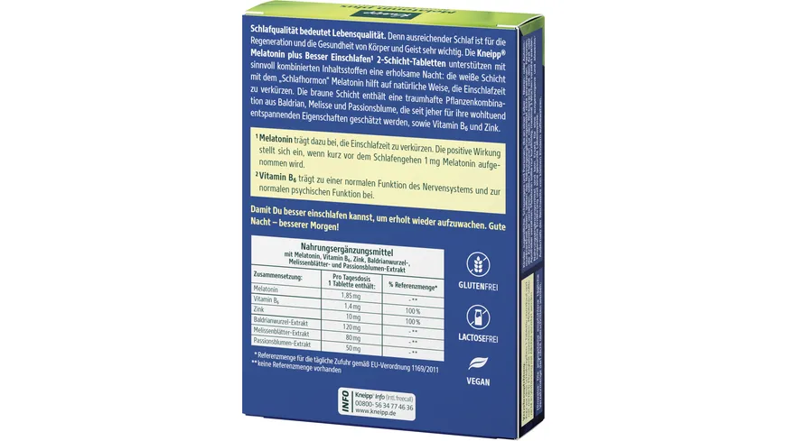 Kneipp Melatonin plus 30 Mini-TablettenBesser Einschlafen