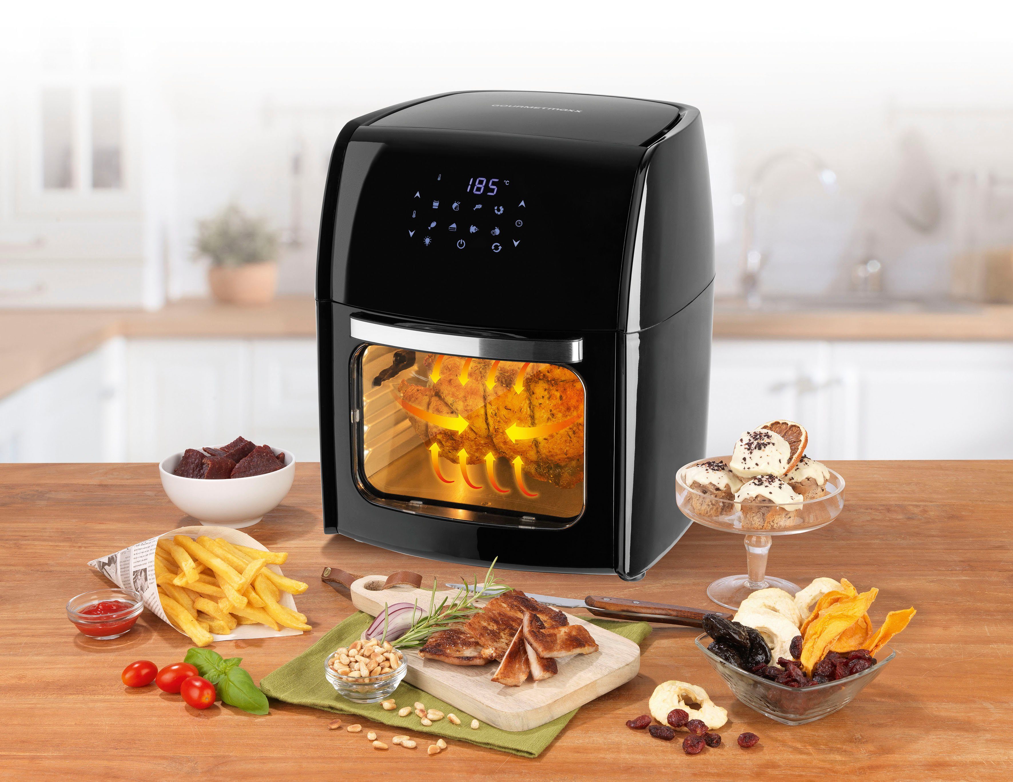 GOURMETmaxx Fritteuse Heißluft-Ofen 11216 Digital 12l, 1800 W