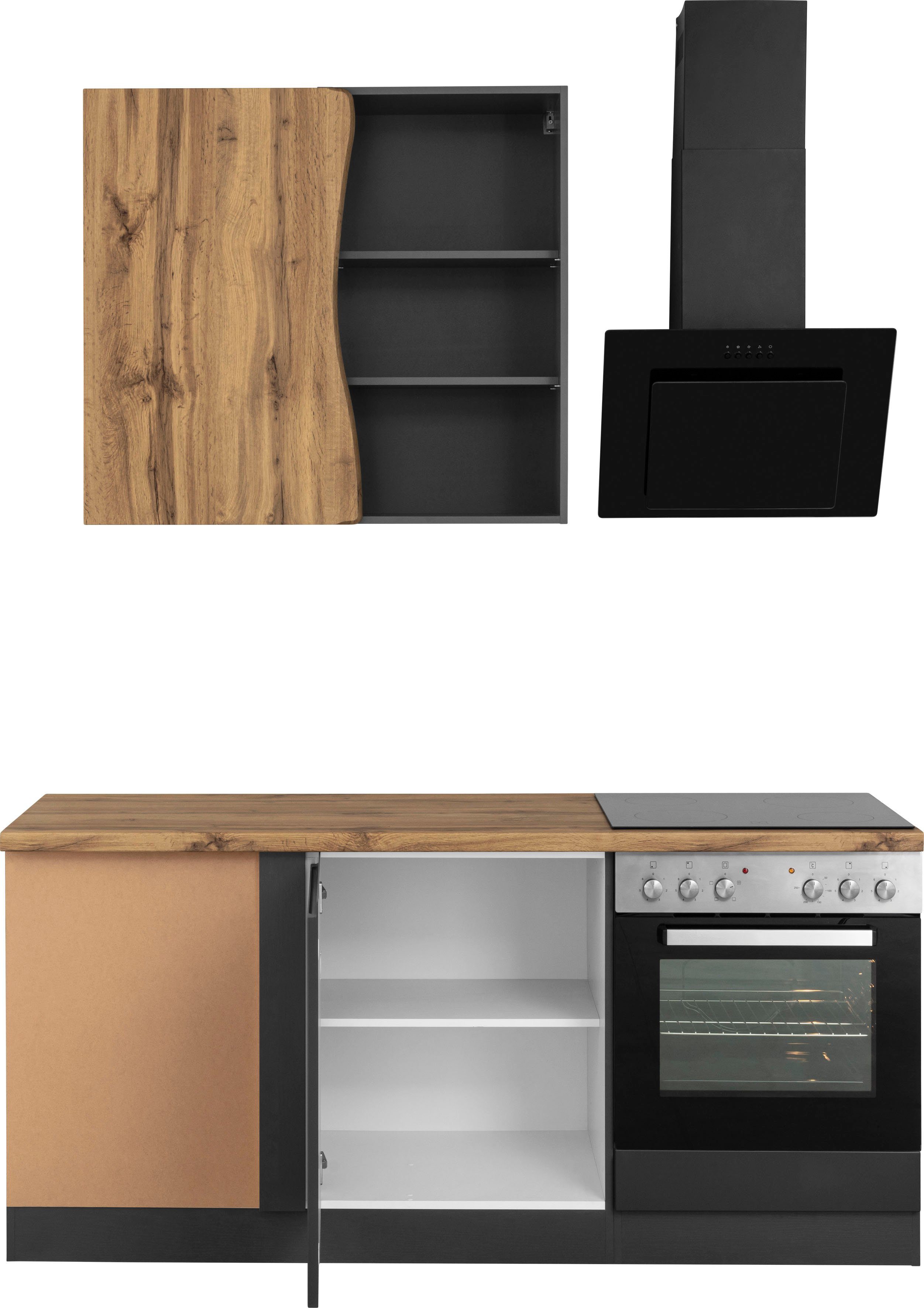 HELD MÖBEL Küche Bruneck, Stellbreite 380/180 cm breit, Ceran oder Induktionskochfeld, MDF