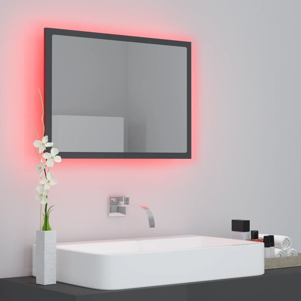 vidaXL Badezimmerspiegelschrank LED-Badspiegel Hochglanz-Grau 60x8,5x37 cm Acryl (1-St)