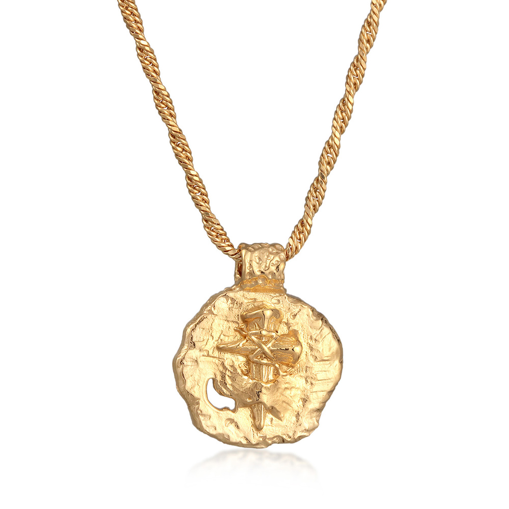 KUZZOI KUZZOI Collier Hommes pendentif monnaie croix antique en argent sterling 925 oxyd collier