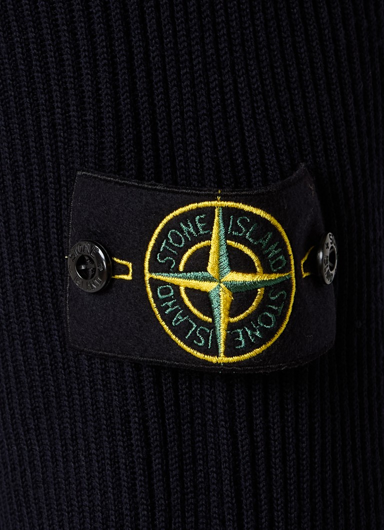 Stone Island 553C2 Rib Knit Razor Wool Logo Sweater