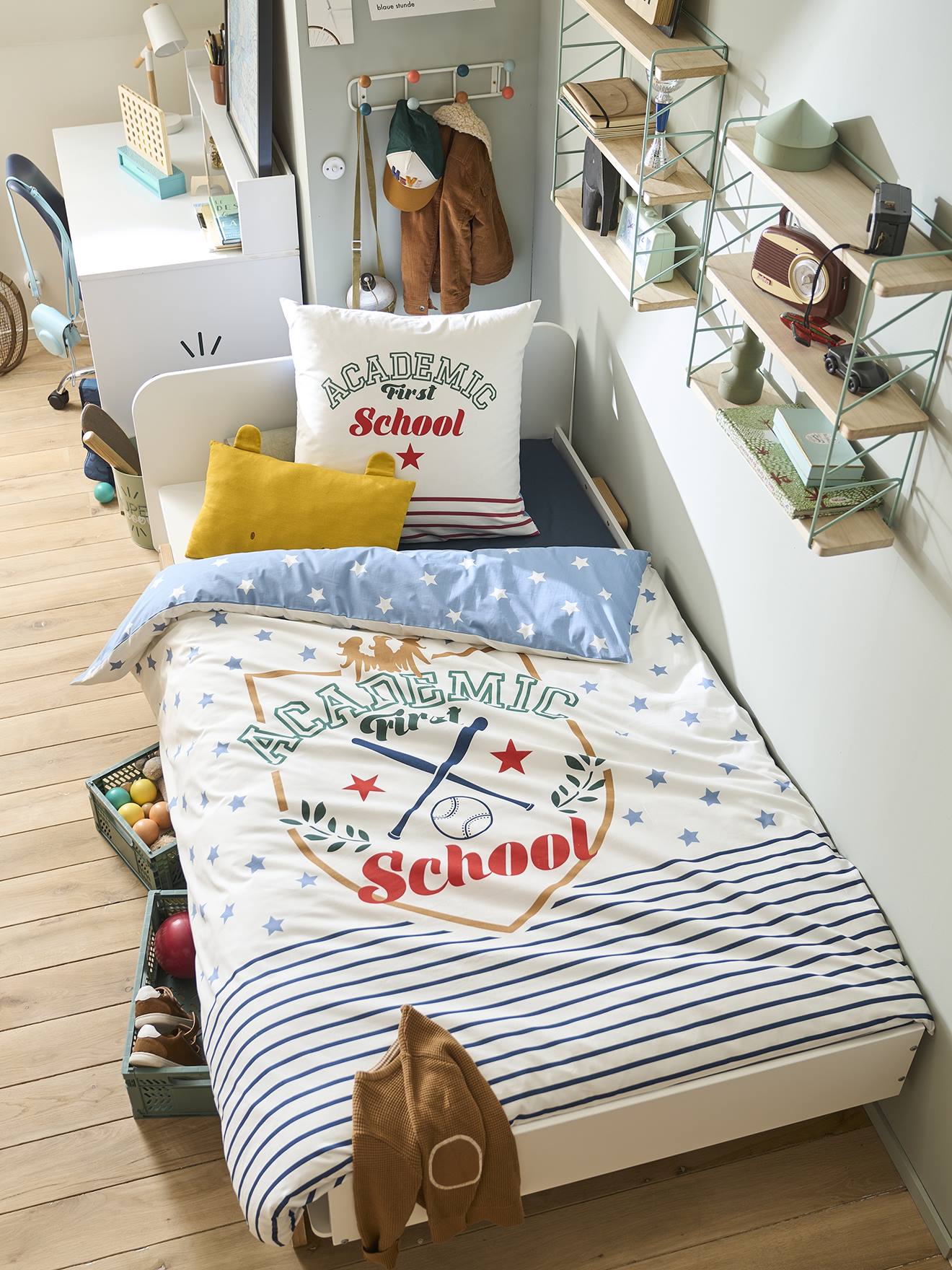 Vertbaudet Kinder Bettwäsche-Set ACADEMIC Oeko-Tex - wollweiß