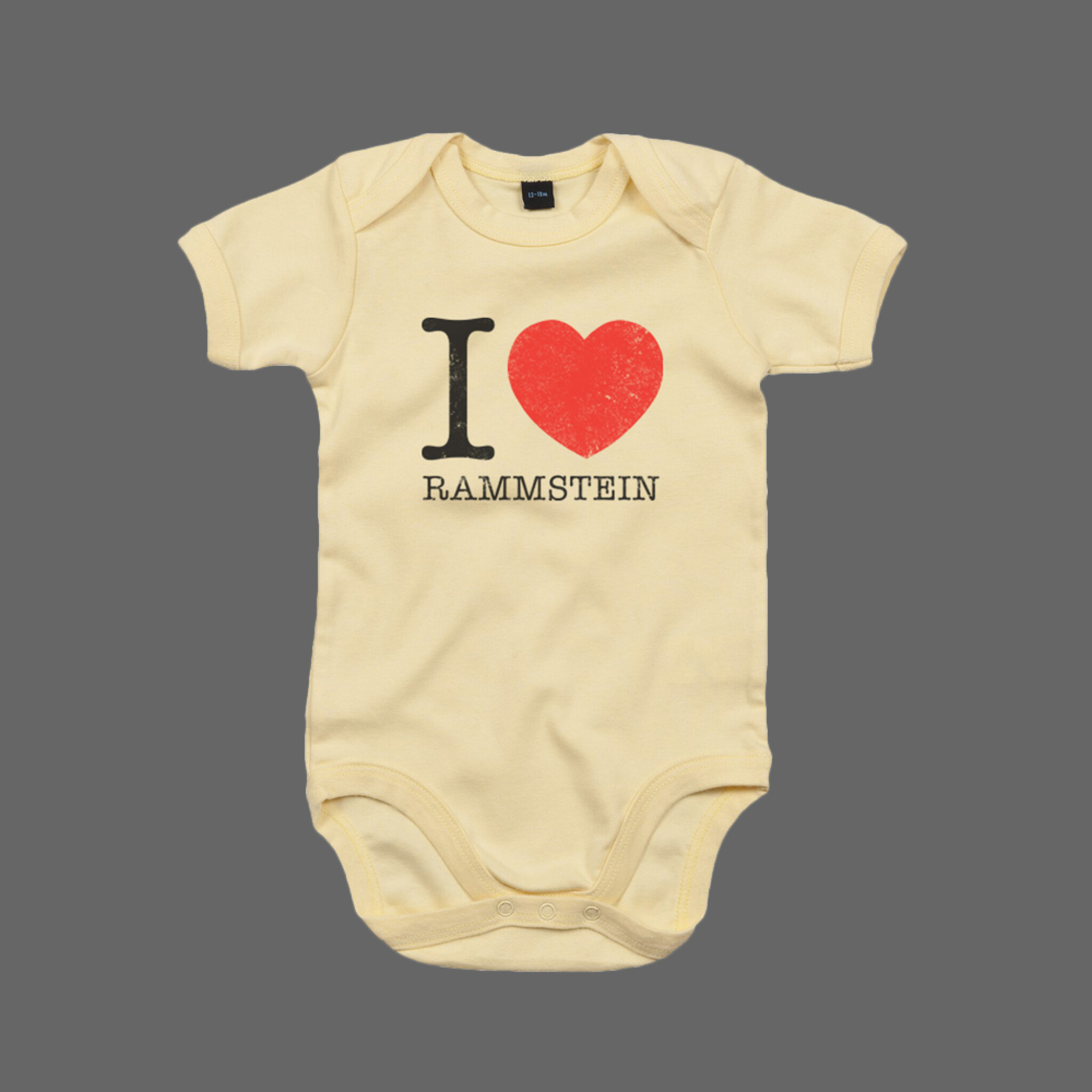 Baby Kurzarm Body ”I ❤️  Rammstein” *soft yellow*