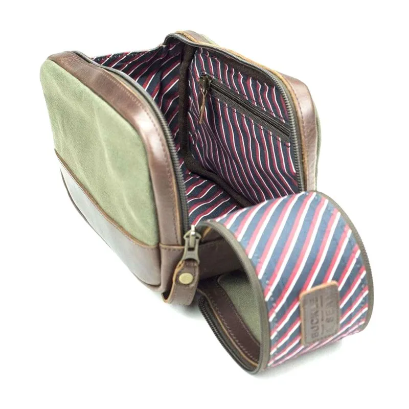 Buckle & Seam Kulturbeutel Bruno - Canvas Grün \/ Stripes