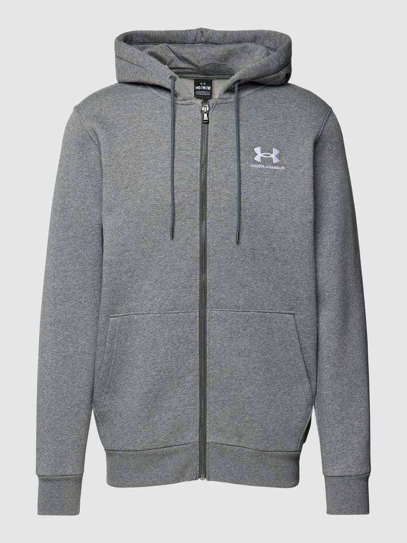 Sweatjacke mit Label-Print in dunkelgrau