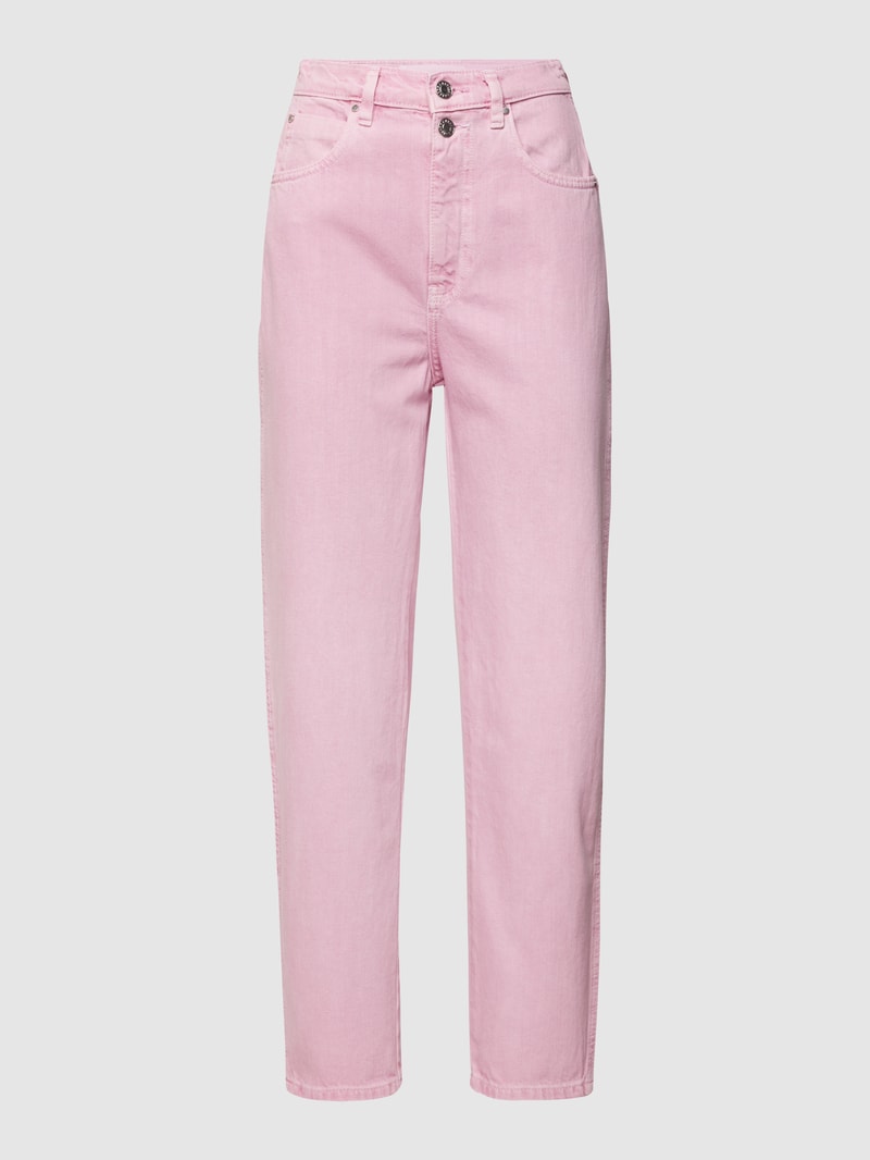 High Waist Tapered Fit Jeans aus Baumwolle in pink