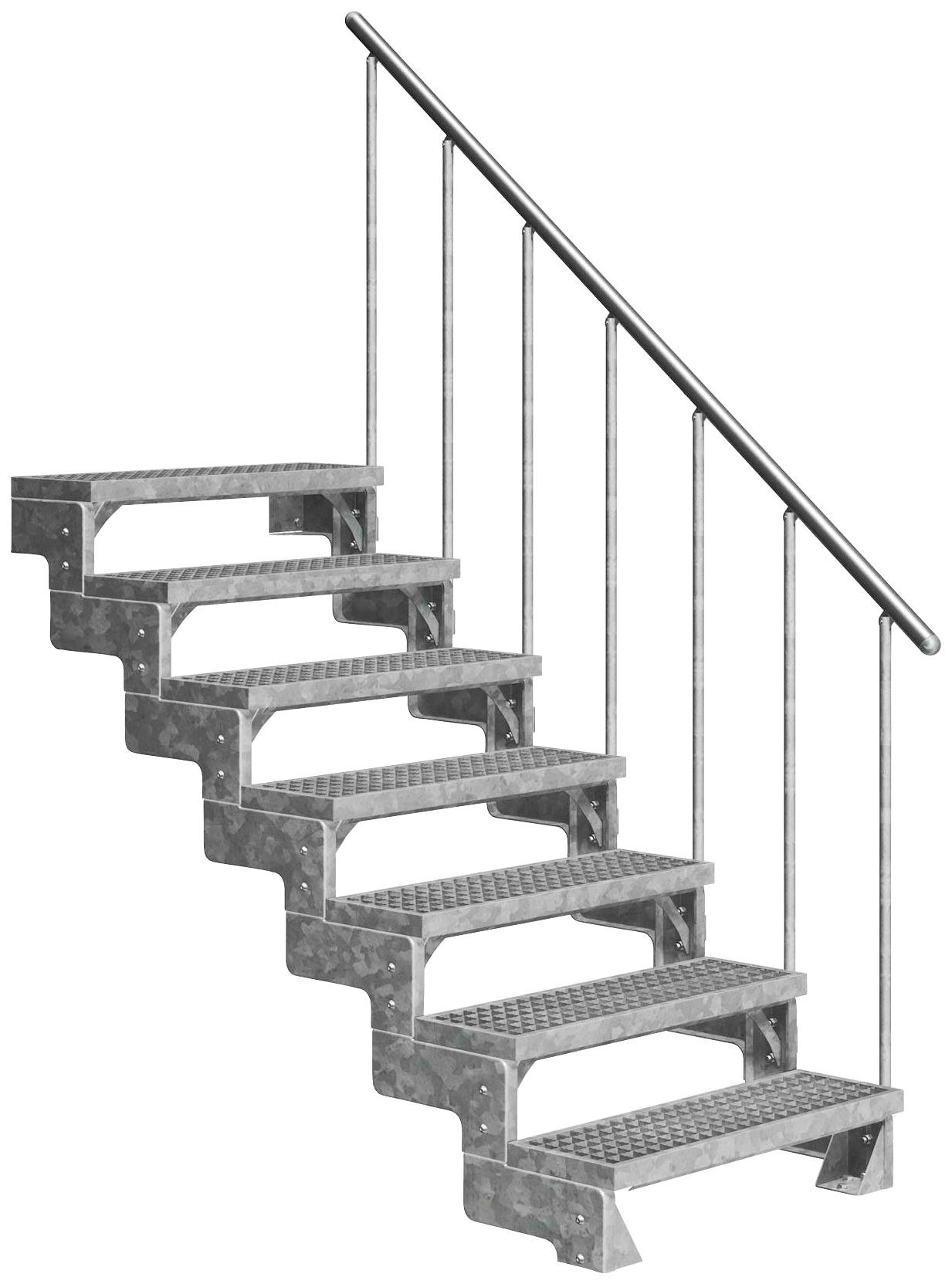 Dolle Außentreppe Gardentop, für Geschosshöhen bis 154 cm, Stufen offen, Gitterroststufen 80 cm