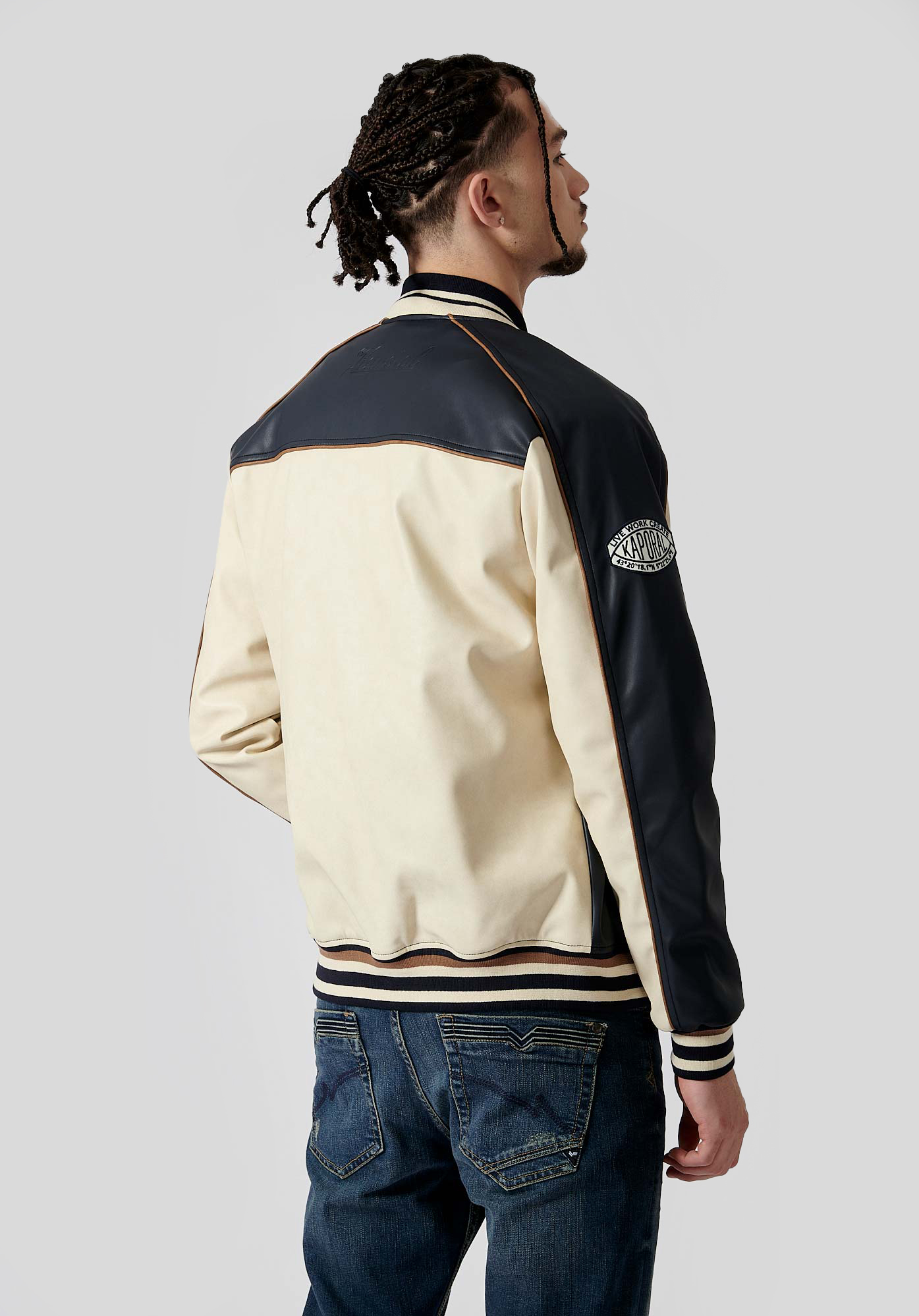 MONGI  Blouson bleu style université homme