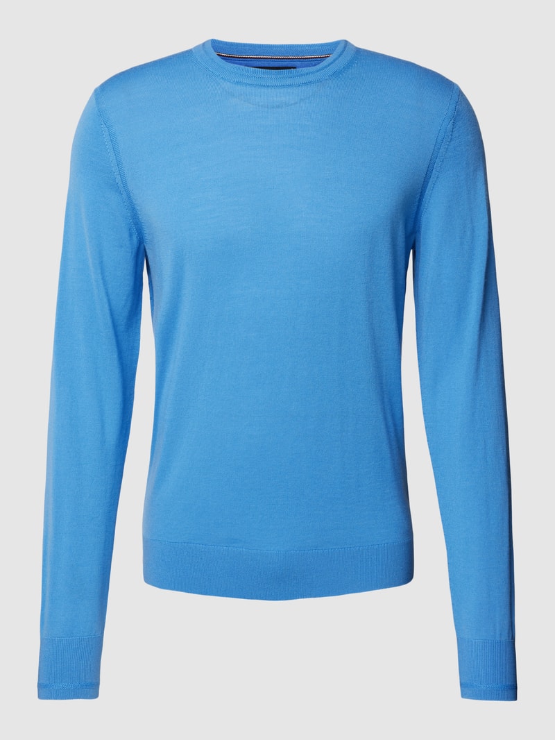 Strickpullover aus Lanawolle Modell 'MERINO' in royalblau